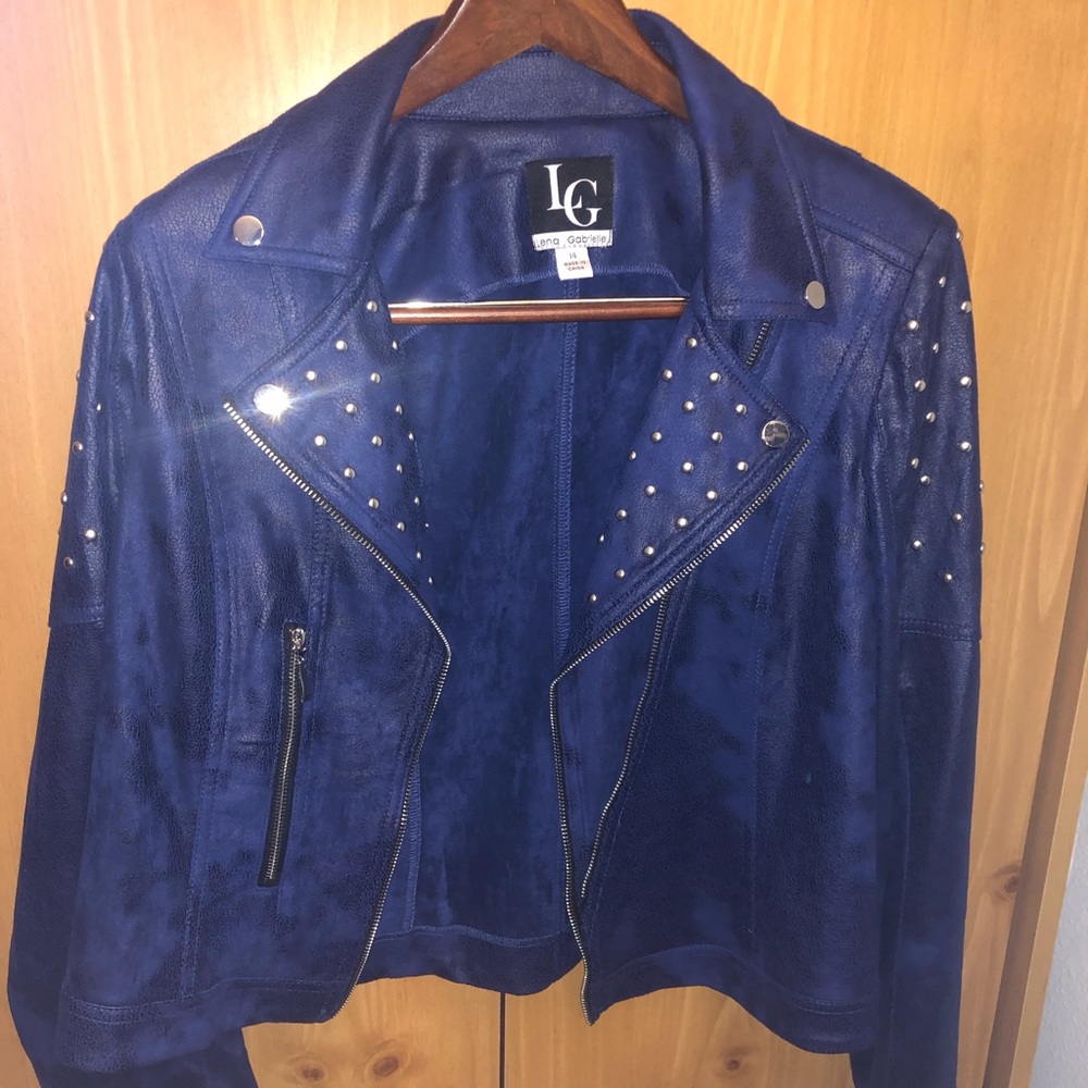 Lena Gabrielle Open-Front Moto Jacket